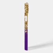 Coques Case-Mate iPhone Royal Violet et Or Paillettes Glamour (Verso / Droite)
