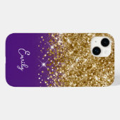 Coques Case-Mate iPhone Royal Violet et Or Paillettes Glamour (Verso (horizontal))