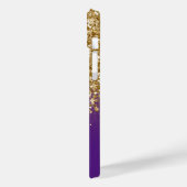 Coques Case-Mate iPhone Royal Violet et Or Paillettes Glamour (Verso / Gauche)