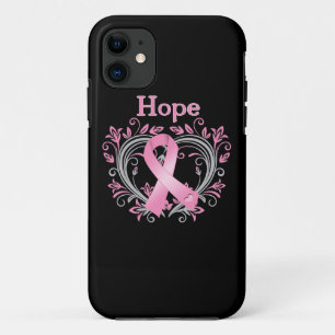 Coque iPhone 11 Ruban de conscience de cancer du sein d'espoir