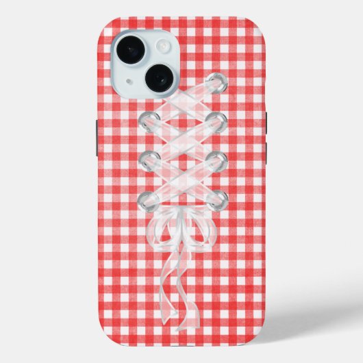 Coques Case-Mate iPhone Ruban de corset à lacets sur gingham (Verso)
