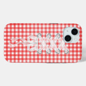 Coques Case-Mate iPhone Ruban de corset à lacets sur gingham (Verso (horizontal))
