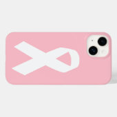 Coques Case-Mate iPhone Ruban de sensibilisation rose et blanc (Verso (horizontal))