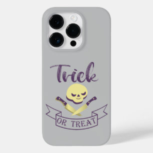 Coque Pour iPhone 14 Pro ruban d'Halloween crâne os croisés Trick or treat 
