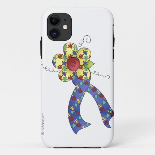 Coques Case-Mate iPhone Ruban et fleur de conscience de puzzle d'autisme (Dos)