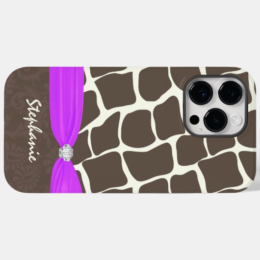 Coques Case-Mate iPhone Ruban imprimé Motif Giraffe et strass (Verso (horizontal))