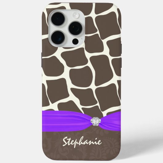 Coques Case-Mate iPhone Ruban imprimé Motif Giraffe et strass (Verso)