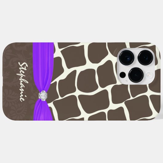 Coques Case-Mate iPhone Ruban imprimé Motif Giraffe et strass (Verso (horizontal))