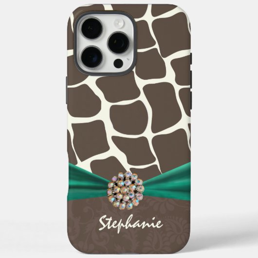 Coques Case-Mate iPhone Ruban imprimé Motif Giraffe et strass (Verso)