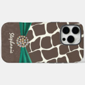 Coques Case-Mate iPhone Ruban imprimé Motif Giraffe et strass (Verso (horizontal))