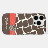 Coques Case-Mate iPhone Ruban imprimé Motif Giraffe et strass (Verso (horizontal))