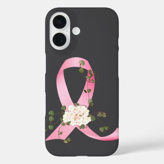 Coques Case-Mate iPhone Ruban rose avec lierre sur gris (Verso)