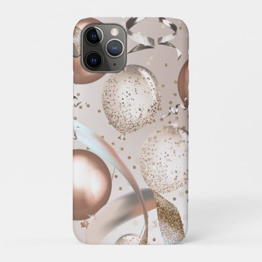 Coques Case-Mate iPhone Ruban rose or rose et ballons de Parties scintilla (Dos)