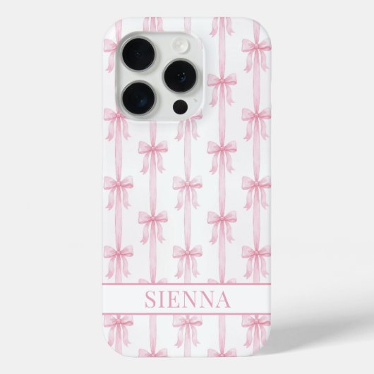 Coques Case-Mate iPhone Rubans Coquette Rose Monogrammés Rayés (Verso)