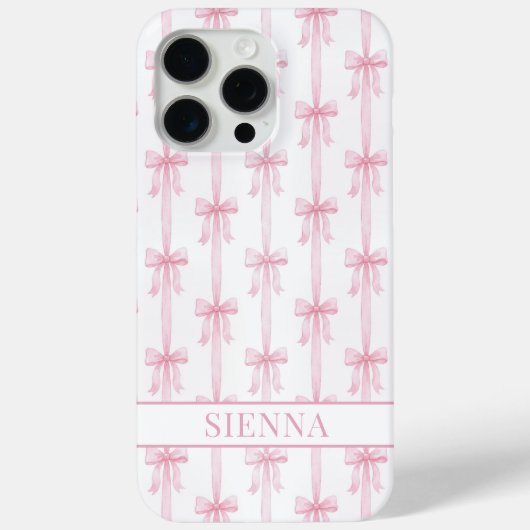 Coques Case-Mate iPhone Rubans Coquette Rose Monogrammes Rayés (Verso)