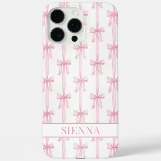 Coques Case-Mate iPhone Rubans Coquette Rose Monogrammés Rayés (Verso)