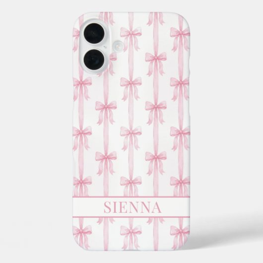 Coques Case-Mate iPhone Rubans Coquette Rose Monogrammés Rayés (Verso)