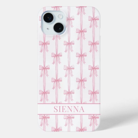 Coques Case-Mate iPhone Rubans Coquette Rose Monogrammés Rayés (Verso)