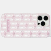 Coques Case-Mate iPhone Rubans Coquette Rose sur Monogramme à Rayures (Verso (horizontal))