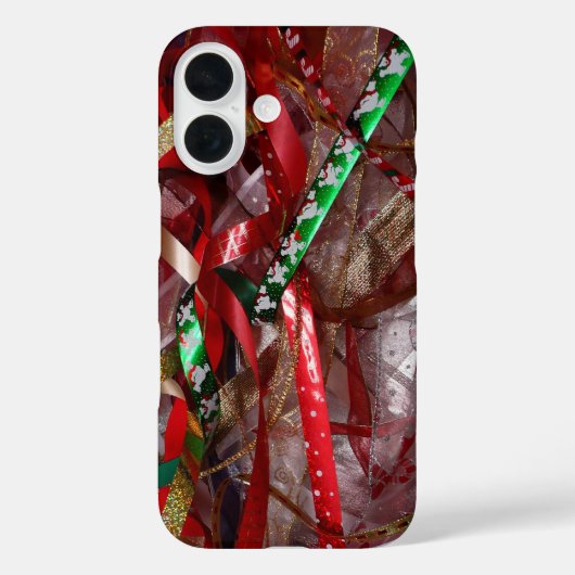 Coques Case-Mate iPhone Rubans de Noël Rouge Vert et Or Vacances (Verso)