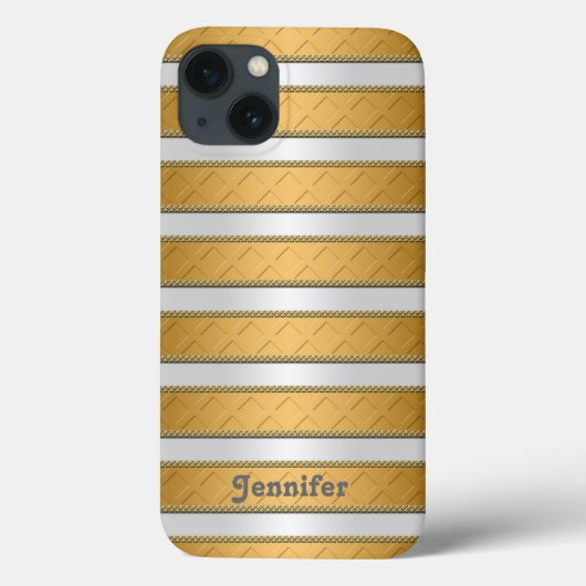 Coques Case-Mate iPhone Rubans personnalisés rayures dorées Art (Verso)