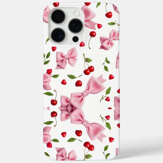 Coques Case-Mate iPhone Rubans roses mignons et cerises (Verso)