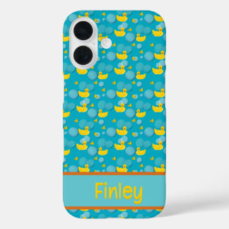 Coques iPhone 16 Rubber ducks and bubbles pattern