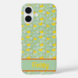 Coques iPhone 16 Rubber ducks and bubbles pattern