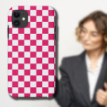 Case-Mate iPhone Case Ruby et blanc À damiers Vintage<br><div class="desc">Ruby et blanc À damiers Vintage</div>
