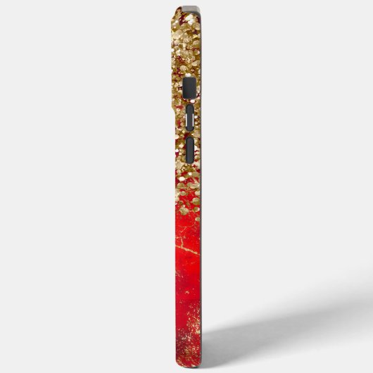 Coques Case-Mate iPhone Ruby Red Glittery Gold Glam Personnalisé (Verso / Gauche)