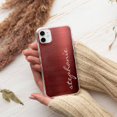Coques Case-Mate iPhone Ruby Rouge Faux Métal brossé