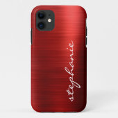 Coques Case-Mate iPhone Ruby Rouge Faux Métal brossé (Dos)