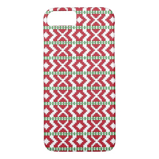 Coques Case-Mate iPhone Rucava Rouge et vert art folklorique motif géométr (Dos)