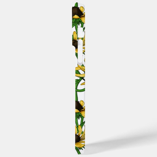 Coques Case-Mate iPhone Rudbekia jaune sur blanc (Verso / Gauche)