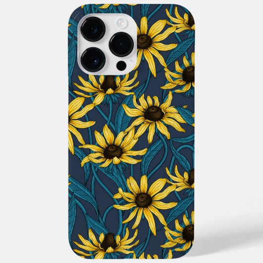 Coques Case-Mate iPhone Rudbekia jaune sur la marine (Verso)