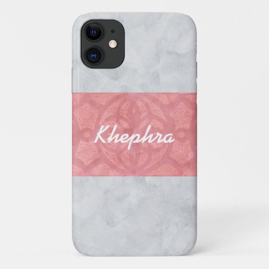Coques Case-Mate iPhone Ruddy rose Batik gris Aquarelle Nom (Dos)
