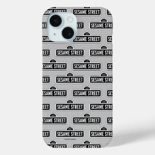 Coque Pour iPhone 15 Rue Sésame   Logo B&W