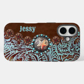 Coques Case-Mate iPhone Russe Brown Turquoise Cowboy Pays de l'Ouest (Verso (horizontal))