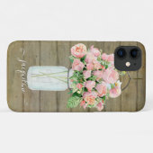 Coques Case-Mate iPhone Russe Country Mason Jar Blush Roses Rose Bouquet (Dos (Horizontal))