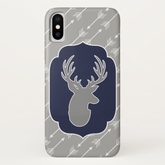 Coques Case-Mate iPhone Russe moderne gris cerf et flèches blanches (Dos)