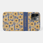 Coques Case-Mate iPhone Russe Navy Blue Golden Yellow Sunflower Nom (Dos (Horizontal))