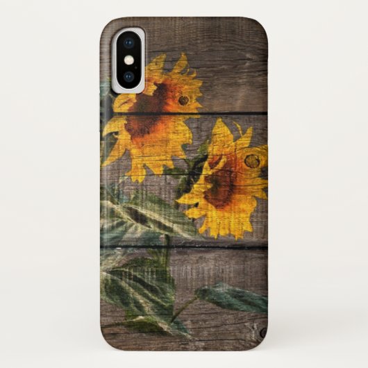 Coques Case-Mate iPhone Rustic Barn Wood Sunflower (Dos)