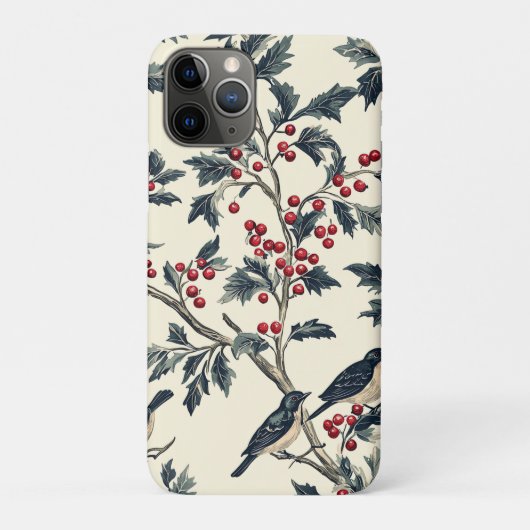 Coques Case-Mate iPhone Rustic Bird et Poinsettia Motif de Noël (18) (Dos)