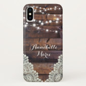Coques Case-Mate iPhone Rustic Country String Lumières Dentelle Étincelant (Dos)