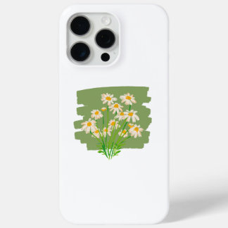 Coque iPhone 15 Pro Max Rustic Floral Design on Green Background