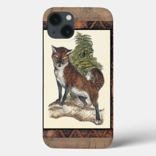 iPhone 13 Case Rustic Fox Stepping on a Tree Trunk