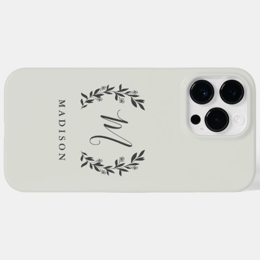 Coques Case-Mate iPhone Rustic Laurel Script Monogramme Nom Coque-Mate iPh (Verso (horizontal))