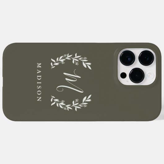 Coques Case-Mate iPhone Rustic Laurel Script Monogramme Nom Coque-Mate iPh (Verso (horizontal))