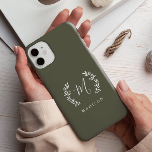 Coques Case-Mate iPhone Rustic Laurel Script Monogramme Nom Coque-Mate iPh