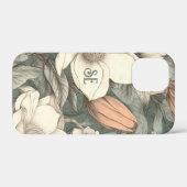 Coques Case-Mate iPhone Rustic Magnolias Painted Initials Floral Botanical (Verso (horizontal))